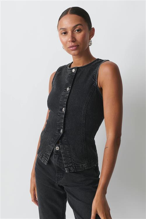 Gina Tricot - Tailored denim vest - Denim-skjorter - Sort - XS - Dame