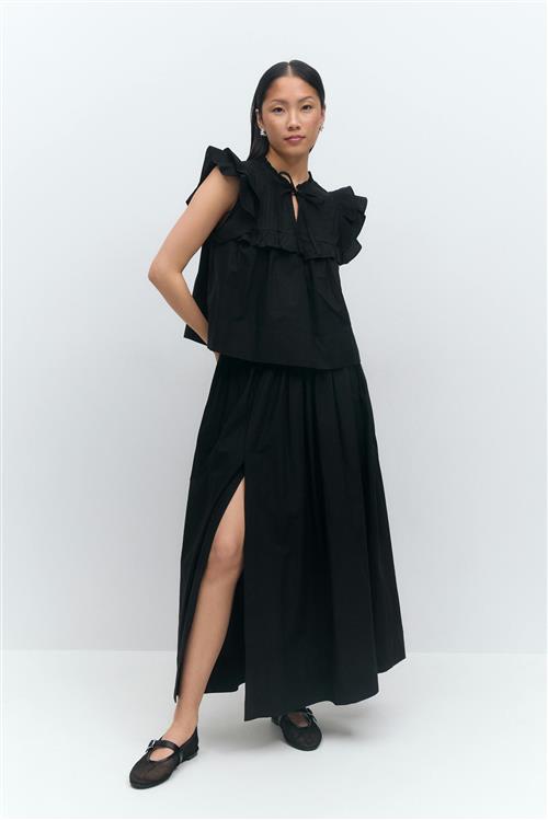 Gina Tricot - Poplin skirt - lange nederdele - Sort - S - Dame