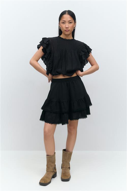 Gina Tricot - Boho mini skirt - korte nederdele - Sort - XS - Dame