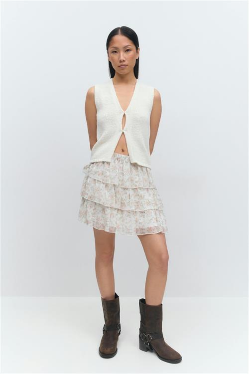 Gina Tricot - Chiffon skirt - korte nederdele - Beige - S - Dame