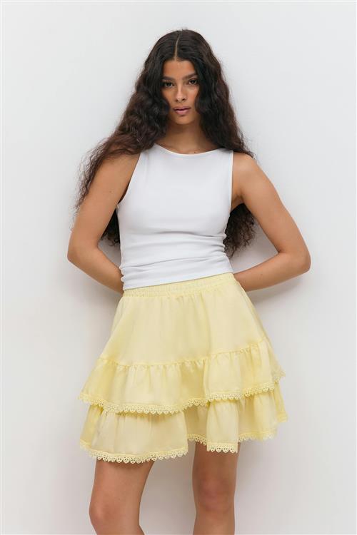 Gina Tricot - Boho mini skirt - korte nederdele - Gul - S - Dame