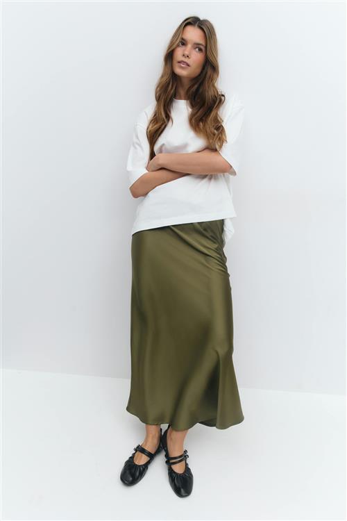 Gina Tricot - Satin skirt - satin nederdele - Grøn - S - Dame