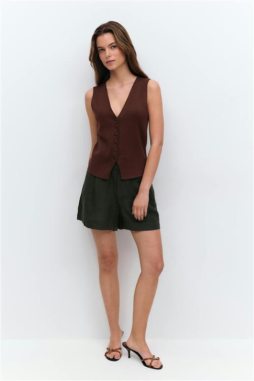 Gina Tricot - Linen shorts - hørshorts - Sort - XS - Dame