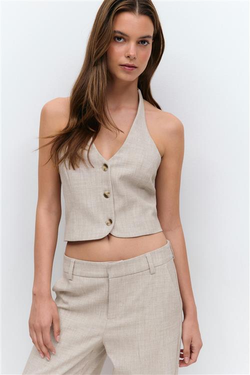 Gina Tricot - Halterneck tailored vest - Veste - Beige - 38 - Dame