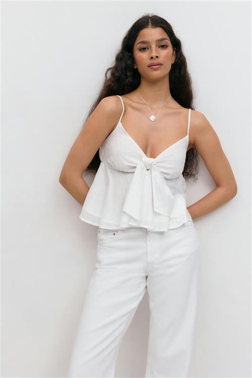 Gina Tricot - Tie singlet - Toppe uden ærmer - Hvid - XS - Dame