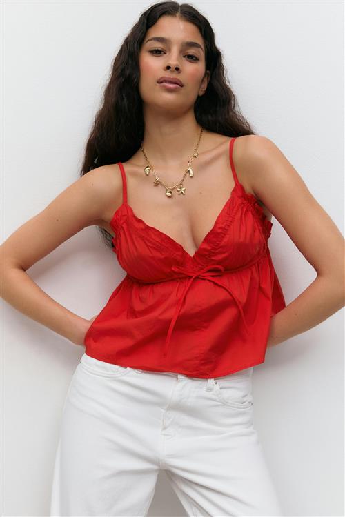 Gina Tricot - Poplin singlet - Tanktops - Rød - M - Dame