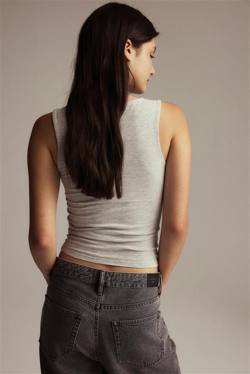 Gina Tricot - Square neck tank top - Tanktops - Grå - XS - Dame