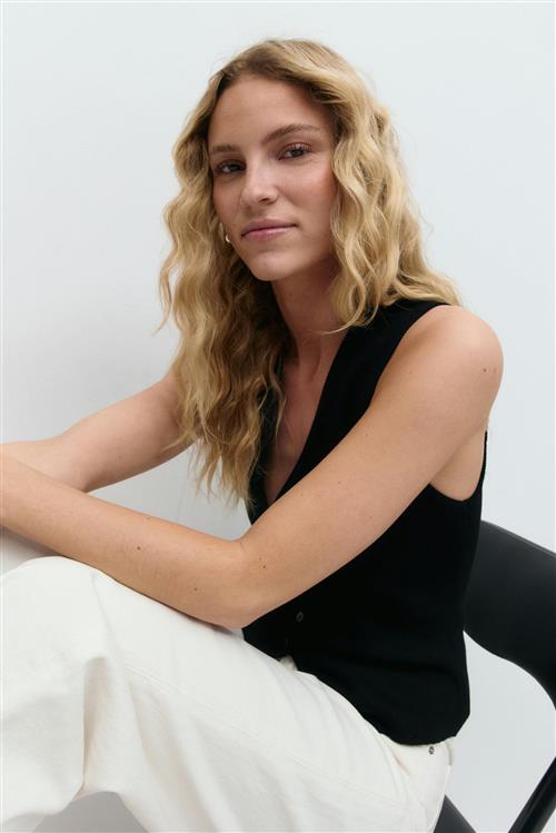 Gina Tricot - Knitted vest - Veste - Sort - XS - Dame