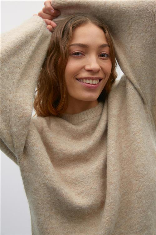 Gina Tricot - Crew neck knitted sweater - Striktrøjer - Beige - XL - Dame