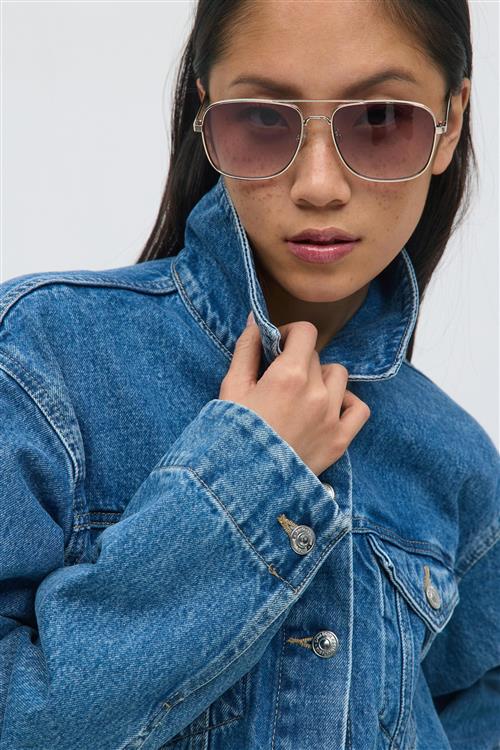 Gina Tricot - Metal aviator sunglasses - Solbriller - Beige - ONESIZE - Dame