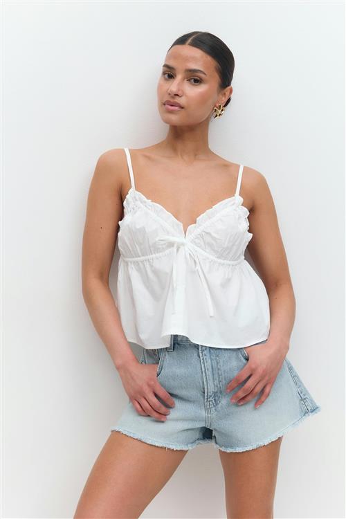 Gina Tricot - Poplin singlet - Toppe uden ærmer - Hvid - XS - Dame