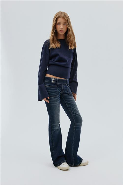 Gina Tricot - Pleated flare jeans - low waist jeans - Blå - 158 - Pige