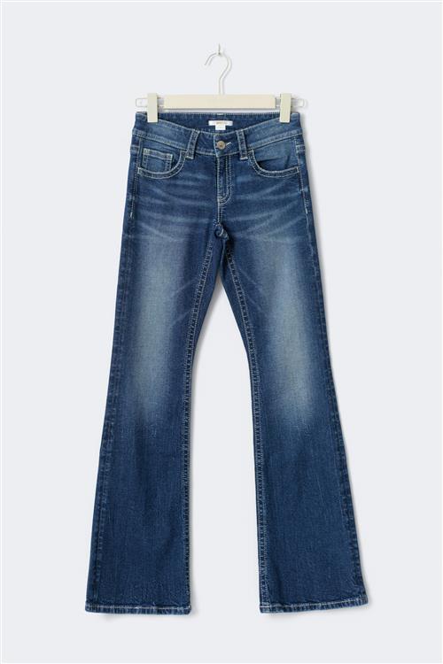 Gina Tricot - Decorated flare tall jeans - low waist jeans - Blå - 164 - Pige