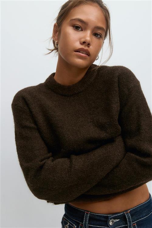 Gina Tricot - Y oversized knitted sweater - striktrøjer - Brun - 134/140 - Pige