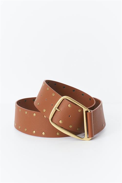 Gina Tricot - Studded hip belt - Bælter - Brun - XS/S - Dame