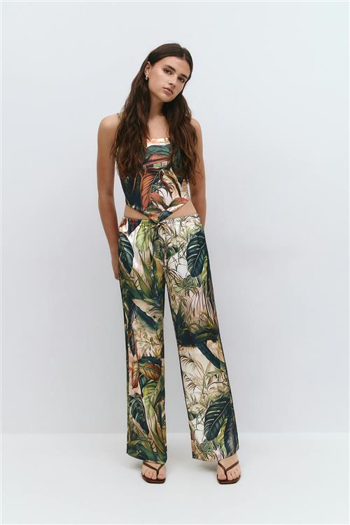 Gina Tricot - Drawstring satin trousers - satinbukser - Grøn - S - Dame