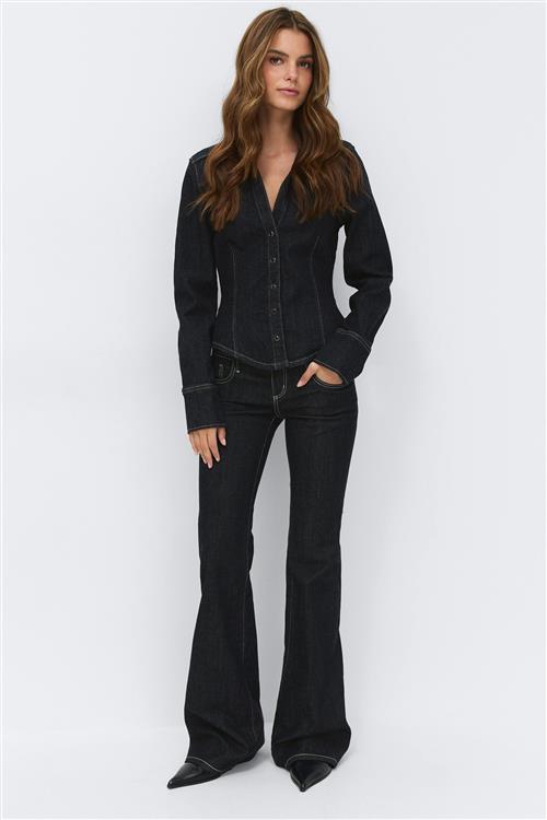 Gina Tricot - Ultra low flare jeans - Low waist jeans - Blå - 32 - Dame