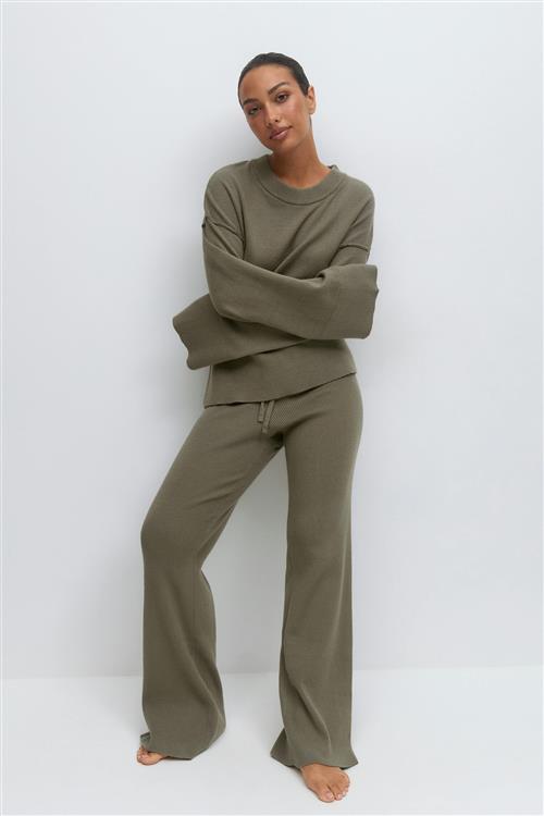 Gina Tricot - Knitted loungewear trousers - Bukser - Grøn - M - Dame