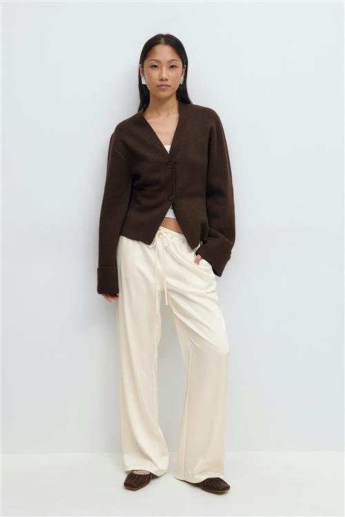Gina Tricot - Drawstring satin trousers - satinbukser - Hvid - M - Dame