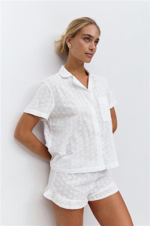 Gina Tricot - Embroidery anglaise shirt - Skjorter - Hvid - M - Dame
