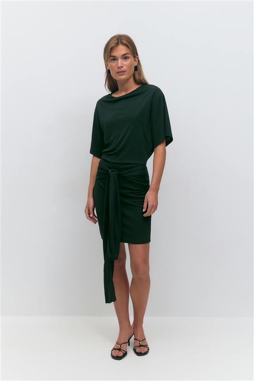 Gina Tricot - Tie shortsleeve dress - midi kjoler - Sort - XS - Dame