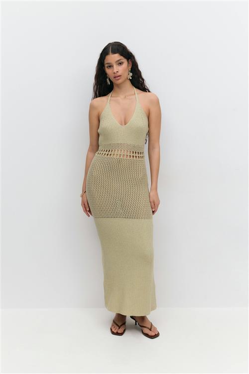 Gina Tricot - Knitted crochet dress - Hæklede kjoler - Grøn - XS - Dame