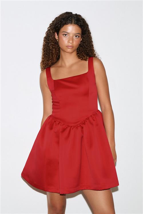 Gina Tricot - Satin mini dress - satinkjoler - Rød - 38 - Dame