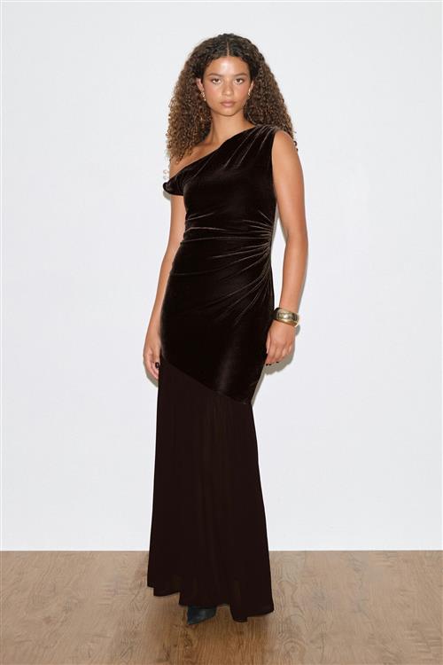 Gina Tricot - Twisted sheer maxi dress - Lange kjoler - Brun - S - Dame