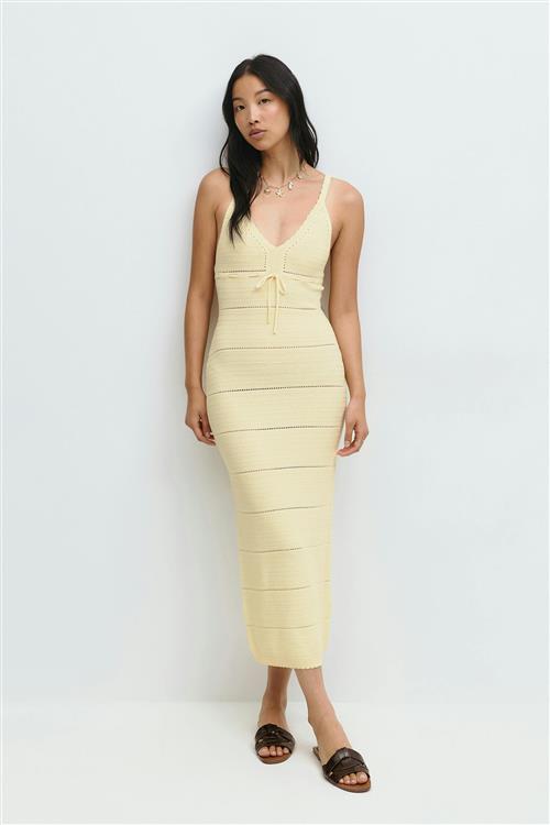 Gina Tricot - Knitted midi dress - Strikkjoler - Gul - M - Dame