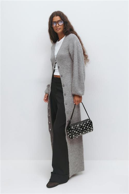 Gina Tricot - Knitted button down dress - Strikkjoler - Grå - M - Dame