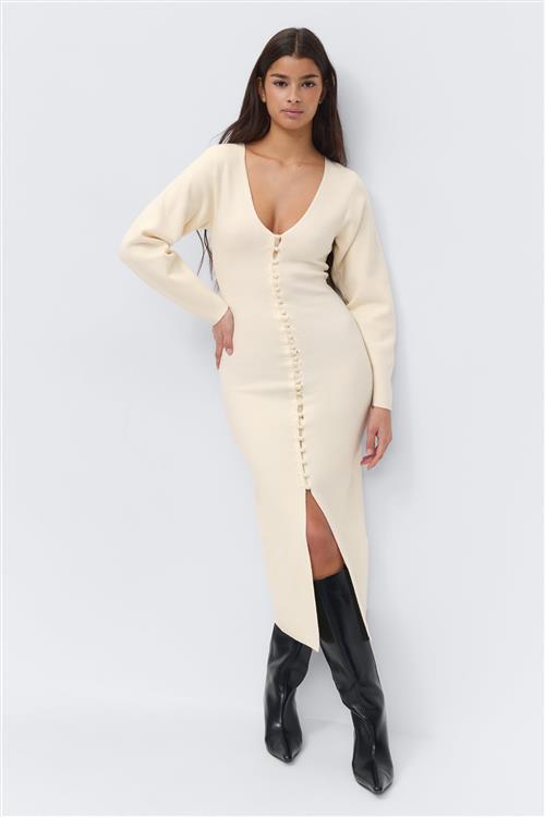 Gina Tricot - Shaped knitted dress - Strikkjoler - Hvid - XL - Dame