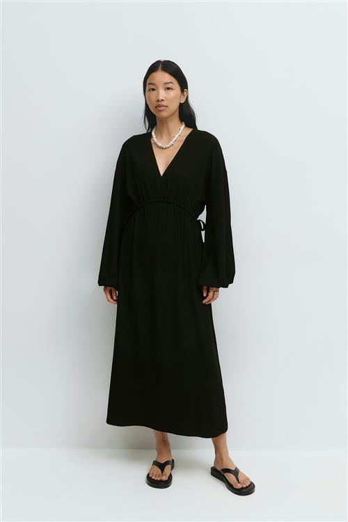 Gina Tricot - Midi wrap dress - midi kjoler - Sort - XS - Dame