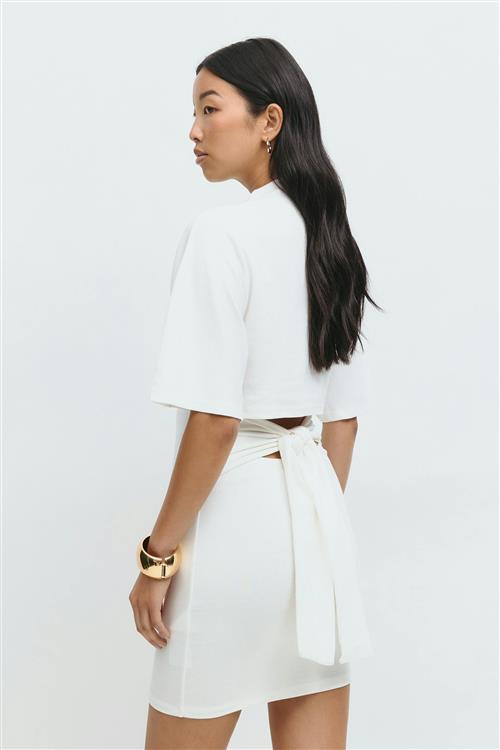 Gina Tricot - Tie back dress - korte kjoler - Hvid - M - Dame