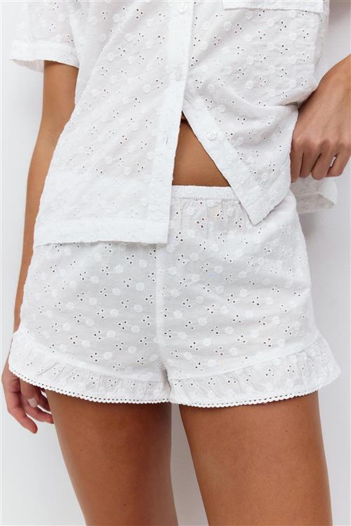 Gina Tricot - Embroidery anglaise shorts - Shorts - Hvid - M - Dame