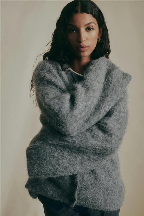 Gina Tricot - Alpaca blend knitted cardigan - Cardigans - Grå - S - Dame