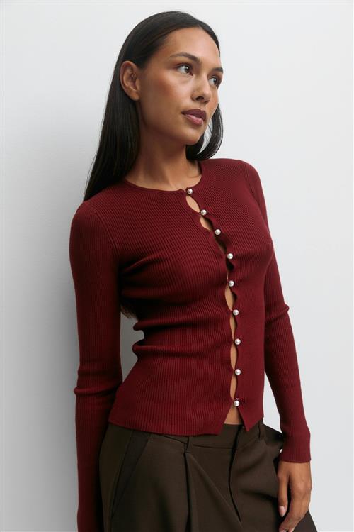 Gina Tricot - Knitted top - Langærmede toppe - Rød - M - Dame