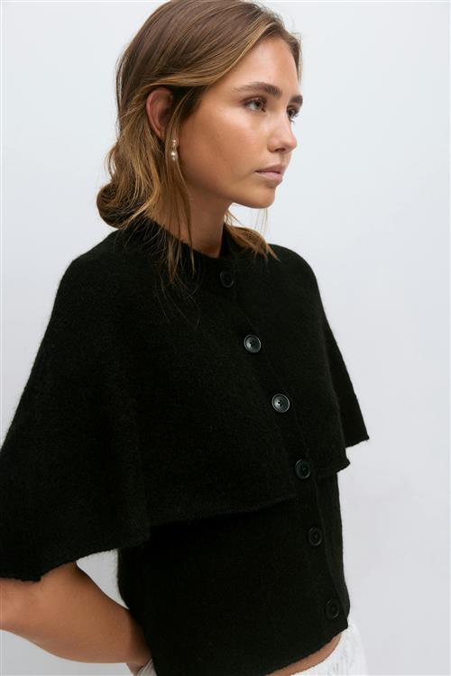 Gina Tricot - Knitted cape cardigan - Cardigans - Sort - S - Dame