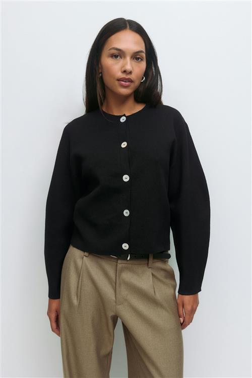 Gina Tricot - Shaped knitted cardigan - Cardigans - Sort - S - Dame