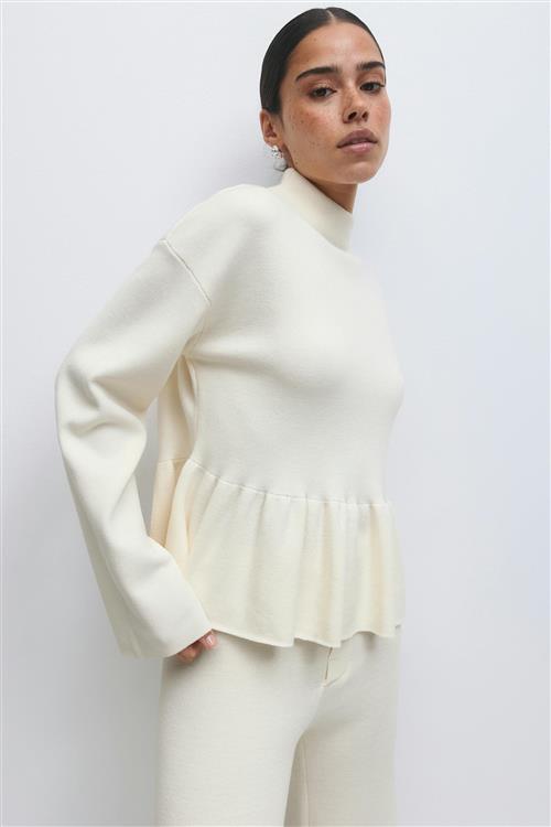 Gina Tricot - Knitted peplum top - peplum toppe - Hvid - XL - Dame