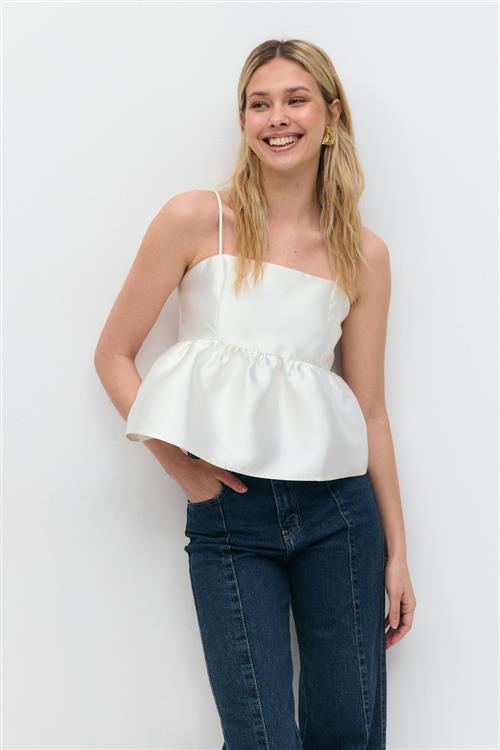 Gina Tricot - Shiny peplum top - Tanktops - Hvid - XS - Dame