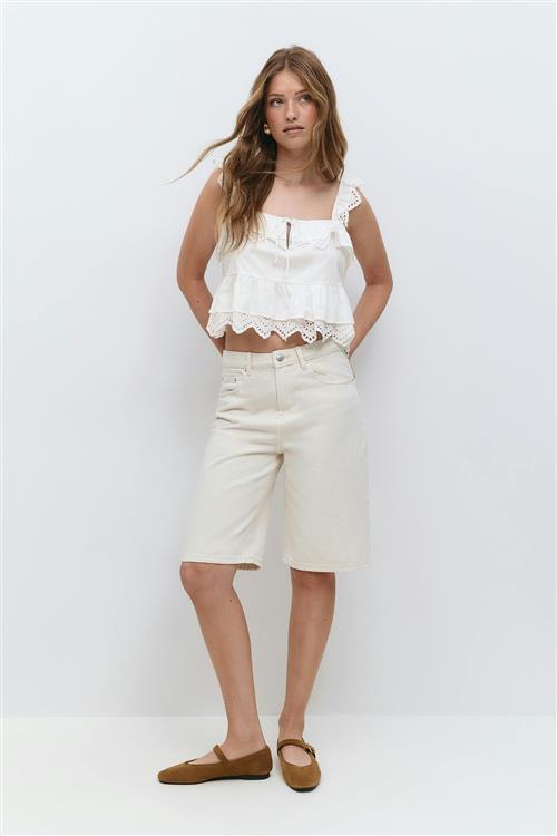 Gina Tricot - Frill top - Toppe uden ærmer - Hvid - M - Dame