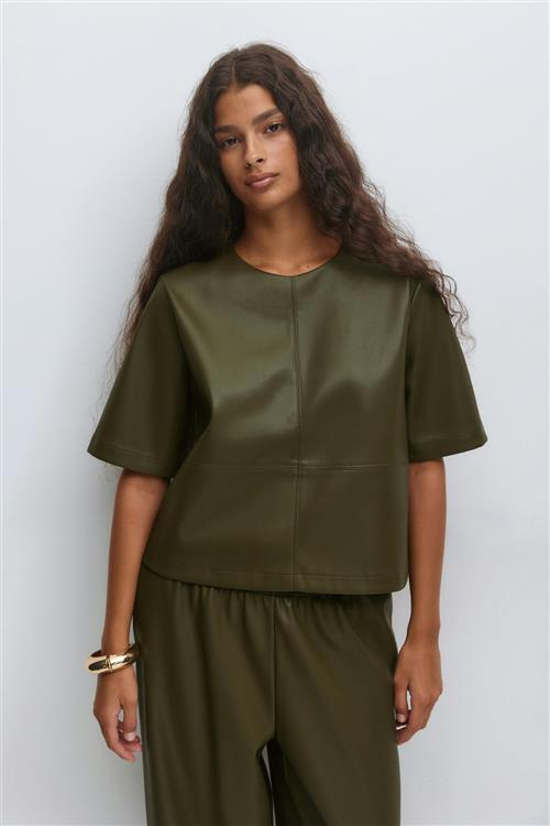 Gina Tricot - Pu boxy tee - Toppe - Grøn - S - Dame