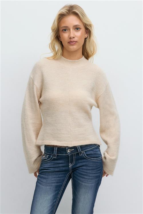 Gina Tricot - 14+ sculpture knitted sweater - Trøjer - Beige - XXS - Dame