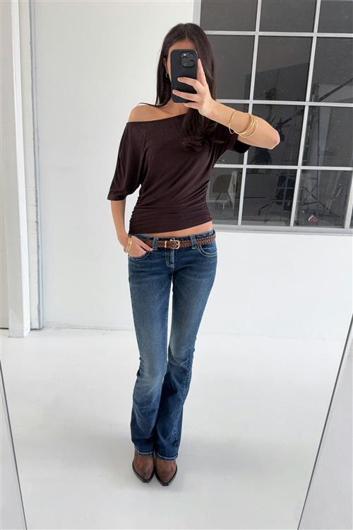 Gina Tricot - Sparkle low flare jeans - Jeans - Blå - M - Dame