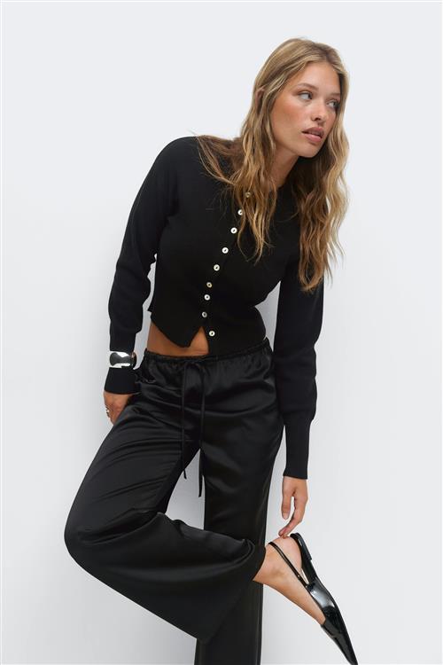 Gina Tricot - Knitted loungewear cardigan - Cardigans - Sort - XL - Dame