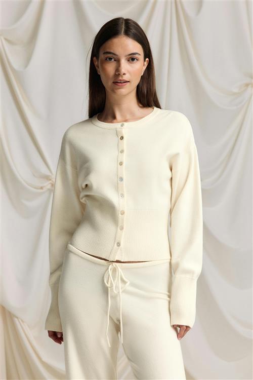 Gina Tricot - Knitted loungewear cardigan - Cardigans - Hvid - XL - Dame