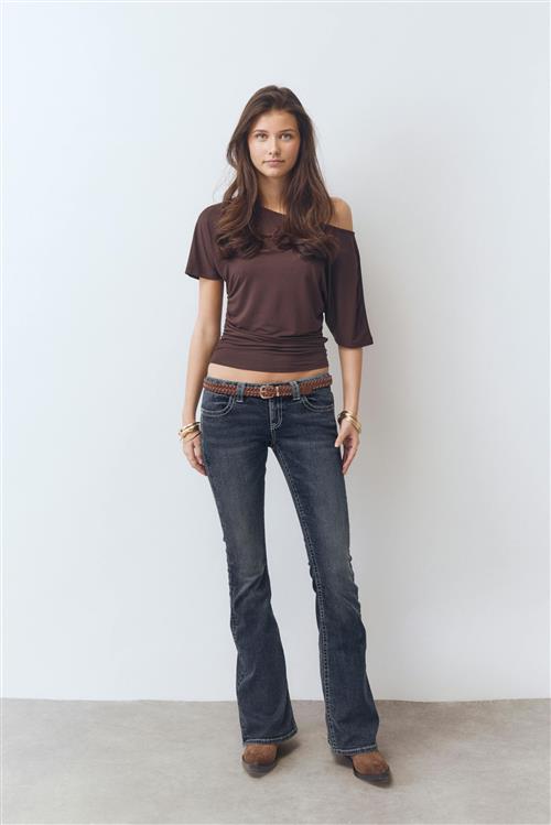 Gina Tricot - 14+ sparkle flare jeans tall - young-14 - Blå - XS - Dame