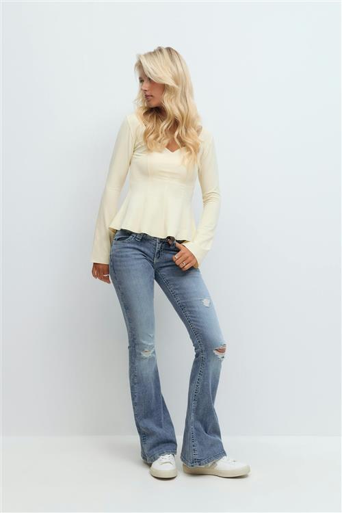 Gina Tricot - Sparkle low flare jeans - Jeans - Blå - M - Dame