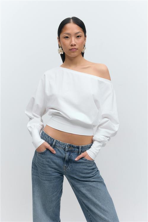 Gina Tricot - Cuff detail top - Off shoulder-top - Hvid - XL - Dame