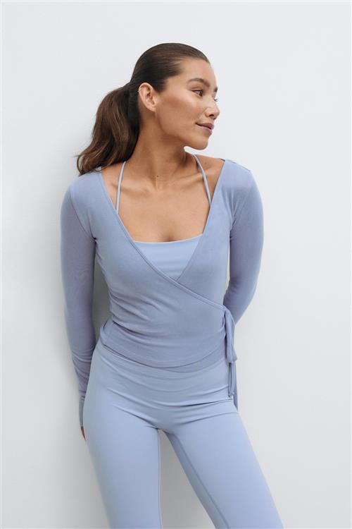 Gina Tricot - Soft wrap cardigan - slå om toppe - Blå - L - Dame